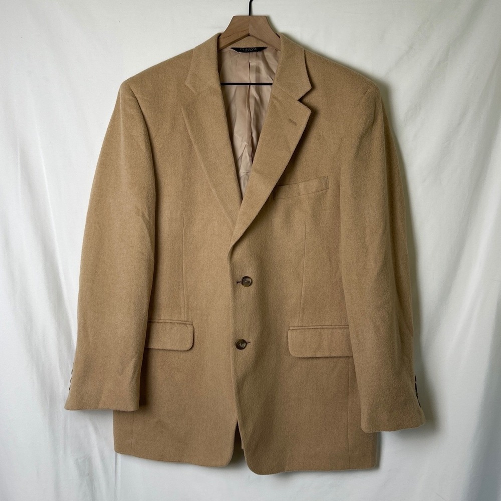 Jos. A. Bank Mens 100% Camelhair 2-Button Blazer Sport Coat Size 42R Camel Tan